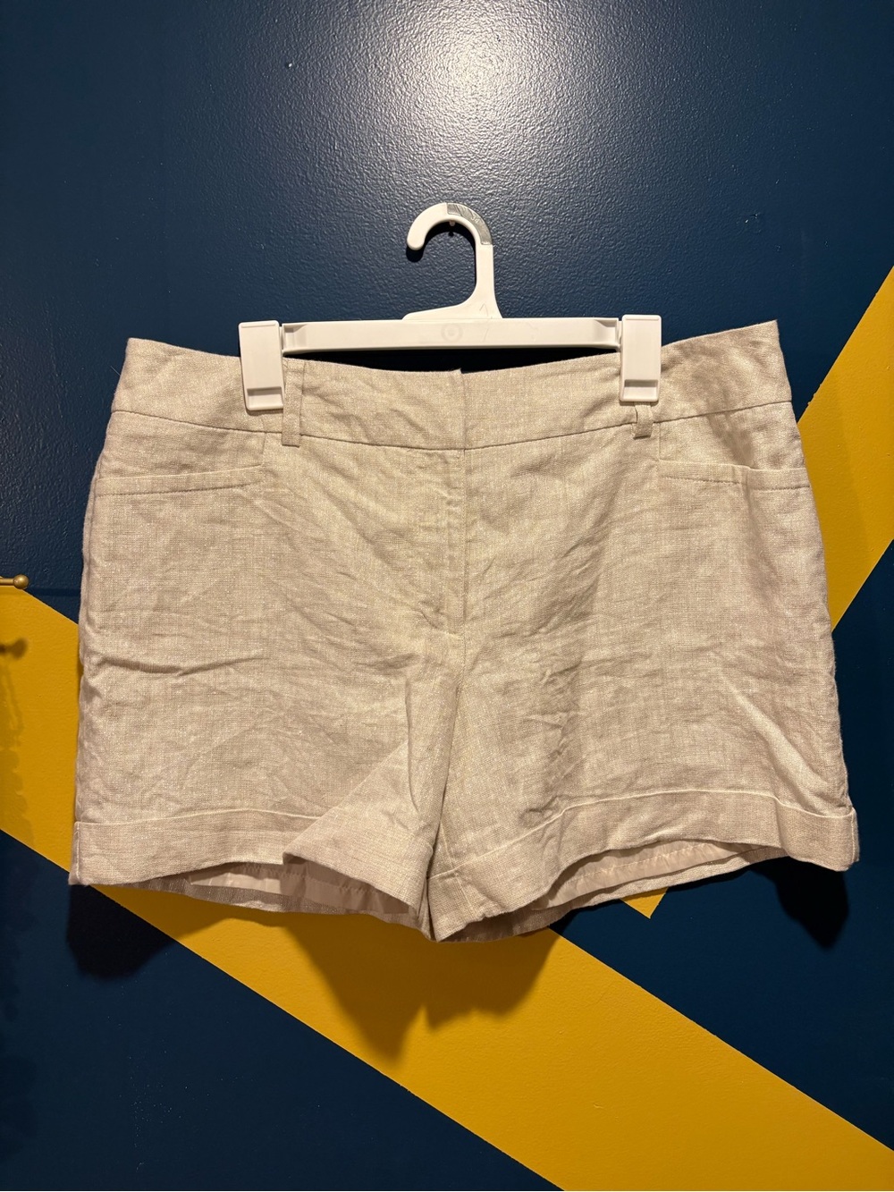 Apt. 9 Cream Silver Shimmer Linen Blend Shorts EUC